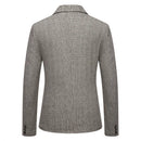 Classic Men's Casual Blazer Jackets SIngle Button Vintage Check Suit Coat Male Khaki