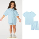 2024 Teenage Girls Summer Sport Outfits Solid Cotton Breathable Kids Clothes Children Korean Lounge Tracksuit Kids Sport Suit