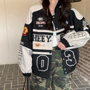 2023 Y2k Red White Bomber F1 Jacket Women Men Biker Racer Jacket Retro Hip Hop Grunge Clothes Trend Oversize Windbreaker Varsity