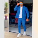 2023 AliExpress Amazon cross-border Spring and Fall zipper pocket lapel trend jacket pants men's sports street suit