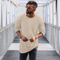 2023 Spring Men's Casual Solid Color Fashion Knitted Shirt O Neck Long Sleeve Knit Pullover Loose Soft Sweater Coats Men Tops