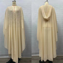 Middle East Africa Hot Sale Muslim Long Robe Shoulder Cover Hooded Cloak Batwing Sleeve Glittering Rhinestone Women's Dress