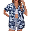 New Women's Short Sleeve T-shirts Fashionable 3d Floral Printed Casual Hawaii Style Basic Tops Lapel Short Sleeve Shirt Summer