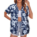 New Women's Short Sleeve T-shirts Fashionable 3d Floral Printed Casual Hawaii Style Basic Tops Lapel Short Sleeve Shirt Summer
