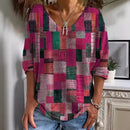 Autumn New Fashion Long-Sleeved Women's T-Shirt Top V-Neck Casual Loose Streaks Printed Streetwear Women Pullover T Shirts