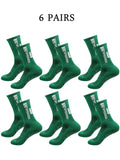6 pairs of football socks, men's and women's mid length anti slip training socks, thickened professional sports socks