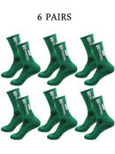 6 pairs of football socks, men's and women's mid length anti slip training socks, thickened professional sports socks