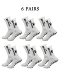 6 pairs of football socks, men's and women's mid length anti slip training socks, thickened professional sports socks