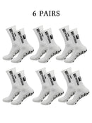 6 pairs of football socks, men's and women's mid length anti slip training socks, thickened professional sports socks