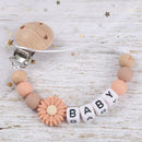 Baby Personalized Name Pacifier Chain Silicone Daisy Dummy Holder Chain For Handmade Wooden Baby Nipple Clips Nursing Chew Toys