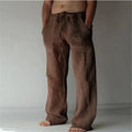 2025 Men's Cotton Linen Pants Oversized Jogger Sweatpants Casual Flower Print Plus Size Loose Wide Leg Pants Men Casual Trousers