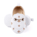PU Leather Baby Shoes Embroidered Stars Christening Baptismal Moccasins Infant Boys Girls Slip-On Peas Shoes Walking Shoes 0-18M