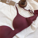 Women's Bras Sexy Seamless Wireless Ice Silk Bralette Gather Push Up Lingerie Thin Smiple Style AB Cup Deep V Female Underwear