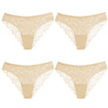 TrowBridge 4PCS Women's Panties Sweet Lace Underwear Sexy Lingerie Soft Silk Satin Female Briefs Hollow Out Mesh Cozy Underpants