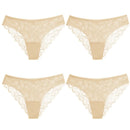 TrowBridge 4PCS Women's Panties Sweet Lace Underwear Sexy Lingerie Soft Silk Satin Female Briefs Hollow Out Mesh Cozy Underpants