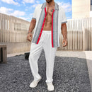 2025 Spring summer autumn winter new trend men's business casual fashion lapel cardigan short sleeve trousers waffle suit
