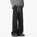 New Korean Fashion Pleated Wide-leg Sweatpants For Men Hip Hop Solid Color Baggy Pants Y2K Streetwear Gray Straight Trousers