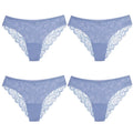 TrowBridge 4PCS Women's Panties Sweet Lace Underwear Sexy Lingerie Soft Silk Satin Female Briefs Hollow Out Mesh Cozy Underpants