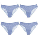 TrowBridge 4PCS Women's Panties Sweet Lace Underwear Sexy Lingerie Soft Silk Satin Female Briefs Hollow Out Mesh Cozy Underpants