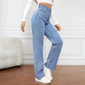 2024 New Cross-Border European American High-Waisted Straight-Leg Denim Jeans For Women Amazon Long Style NK331