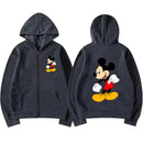 2024 New Mickey Mouse Men Zip Up Hoodie Jacket Fashion Spring Autumn Black Women Sweatshirt Cartoon Anime Couple Clothes Coats