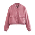 Women Fashion With Pockets Bomber Jacket Coats Vintage Long Sleeve Front Button Casual Female Outerwear Chic Tops