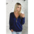 2025 Autumn Casual T-shirt Fashion Women Long Sleeve Tshirts Vintage Zipper V-neck Soft Top Bottoming T-shirt New
