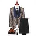 Men High Quality Wedding Jacquard Suits Fashion Male Business Social Dance Party Dress Blazers and Pant with Vest