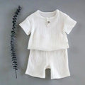 Summer Children's Clothing Set for 0-7Y Boys & Girls Cotton Linen Muslin Suit T-shirt Tops + Shorts 2pcs Baby Loungewear Outfit