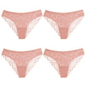 TrowBridge 4PCS Women's Panties Sweet Lace Underwear Sexy Lingerie Soft Silk Satin Female Briefs Hollow Out Mesh Cozy Underpants