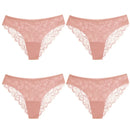 TrowBridge 4PCS Women's Panties Sweet Lace Underwear Sexy Lingerie Soft Silk Satin Female Briefs Hollow Out Mesh Cozy Underpants