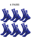 6 pairs of football socks, men's and women's mid length anti slip training socks, thickened professional sports socks