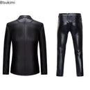 Men's Suit Sets Chic Shiny Gold 2 Pieces Suits Blazer+Pants Sets Stage Perform Clothes Party Nightclub Dancer Costume Sets Men