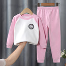 Children's velvet warm suit, autumn clothes and pants for big children, underwear for boys and girls, home clothes for babies Un