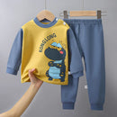Children Pajamas Sets Unisex Soft Comfort Cartoon Dinosaur Clothing Set Outfit Suitable Boys Girls Perfect for Autumn Winter