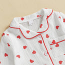 MISOWMNJOY Soft Cotton Kids Girls Boys Pajama Sets Valentine's Day Children Sleepwear Heart Long Sleeves Shirt Pants Loungewear