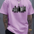 Men's Suit New York PrintingTT-shirt Casual Fashion All-Matching round Neck Half Sleeve