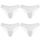 TrowBridge 4PCS Women's Panties Sweet Lace Underwear Sexy Lingerie Soft Silk Satin Female Briefs Hollow Out Mesh Cozy Underpants