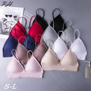 Nylon Fitness Yoga Top Deep V Sexy Triangle Cup Bralette Boneless Sports Bra Red Seamless Push Up Bra Women's Tube Top Crop Top